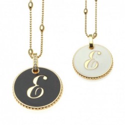 collana con lettera e in bronzo e smalto