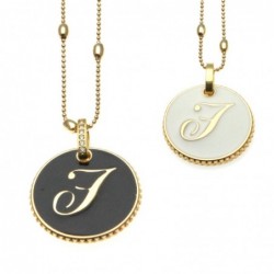 collana con lettera f in bronzo e smalto