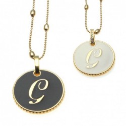 collana con lettera g in bronzo e smalto
