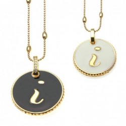 collana con lettera i in bronzo e smalto