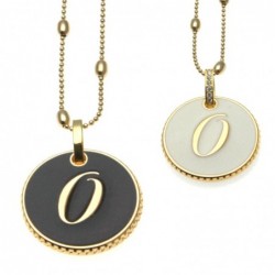 collana con lettera o in bronzo e smalto