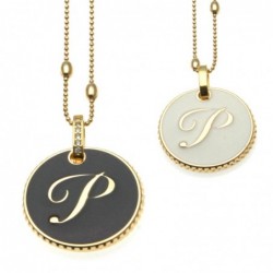 collana con lettera p in bronzo e smalto