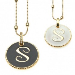 collana con lettera s in bronzo e smalto
