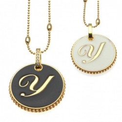 collana con lettera y in bronzo e smalto