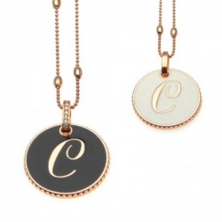 collana con lettera c in bronzo e smalto