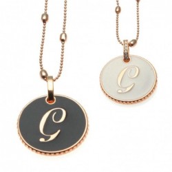 collana con lettera g in bronzo e smalto