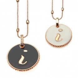 collana con lettera i in bronzo e smalto