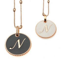 collana con lettera n in bronzo e smalto