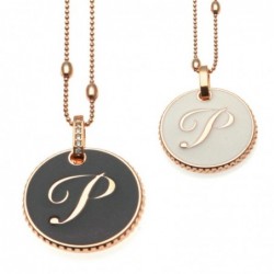 collana con lettera p in bronzo e smalto