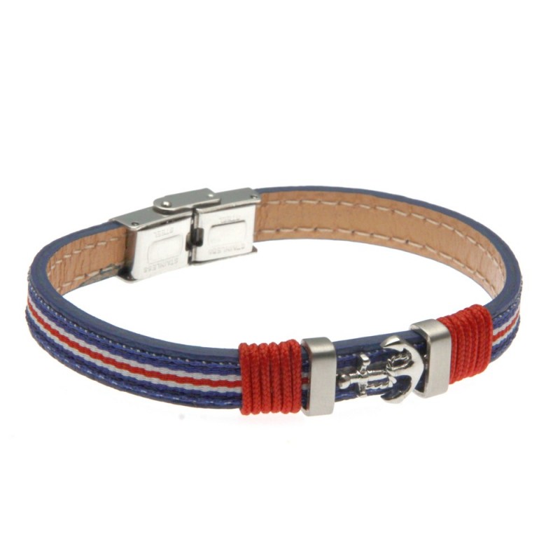 bracciale uomo con ancora in acciaio pelle e tessuto