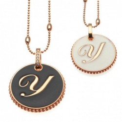 collana con lettera y in bronzo e smalto