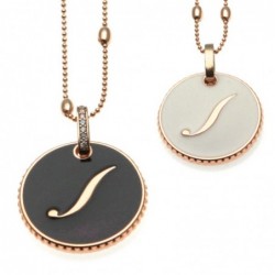 collana con lettera j in bronzo e smalto