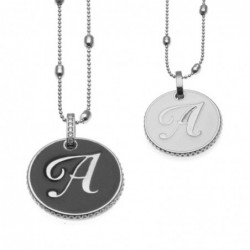 collana con lettera a in bronzo e smalto