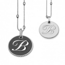 collana con lettera b in bronzo e smalto