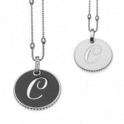 collana con lettera c in bronzo e smalto