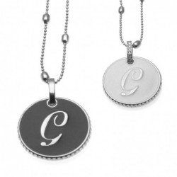 collana con lettera g in bronzo e smalto