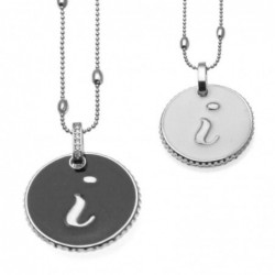 collana con lettera i in bronzo e smalto