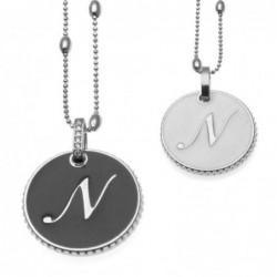 collana con lettera n in bronzo e smalto