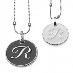 collana con lettera r in bronzo e smalto