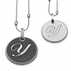 collana con lettera y in bronzo e smalto