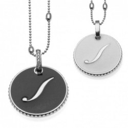 collana con lettera j in bronzo e smalto