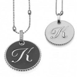 collana con lettera k in bronzo e smalto