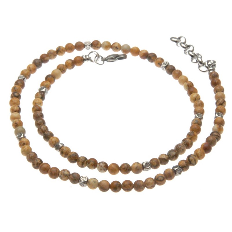 collana uomo pietre dure e acciaio