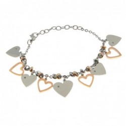 bracciale cuoricini donna in acciaio