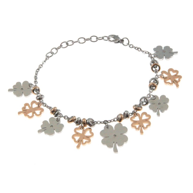 bracciale quadrifogli donna in acciaio