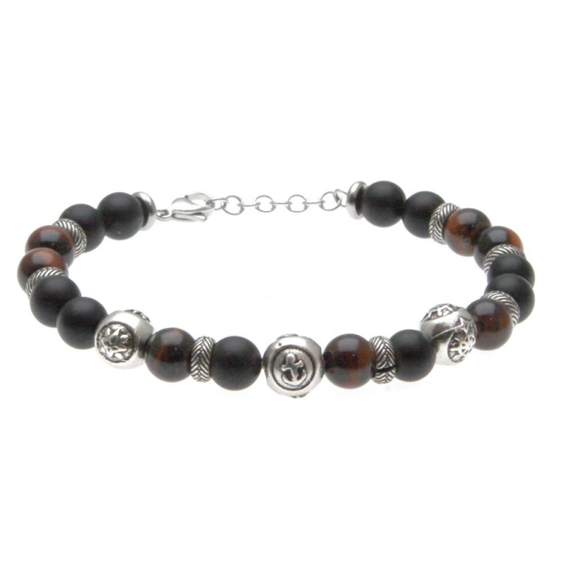 bracciale uomo simboli marinari in pietre dure