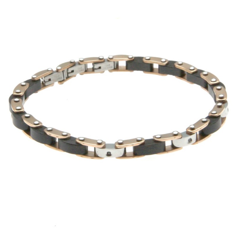 bracciale uomo acciaio e legno