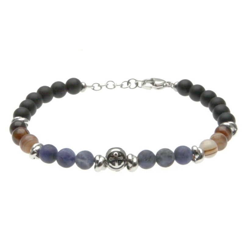 bracciale uomo con ancora e pietre dure