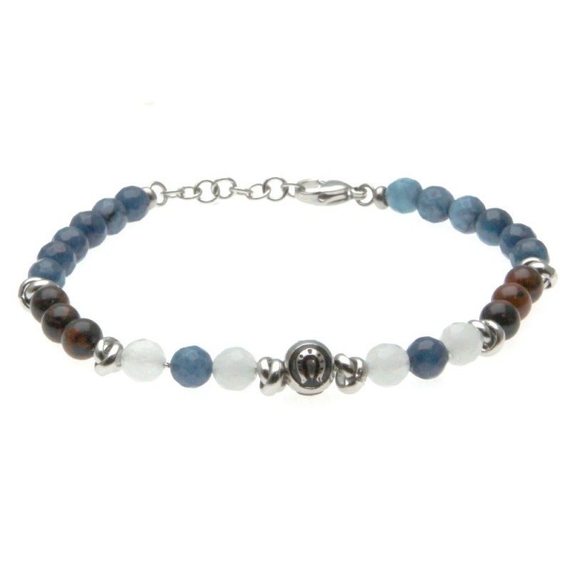 bracciale uomo con ferro di cavallo e pietre