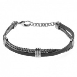 bracciale uomo pelle e acciaio