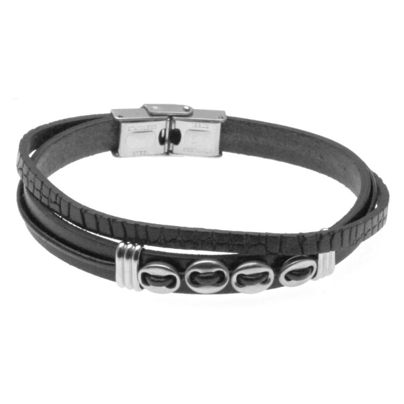 bracciale uomo in acciaio e pelle
