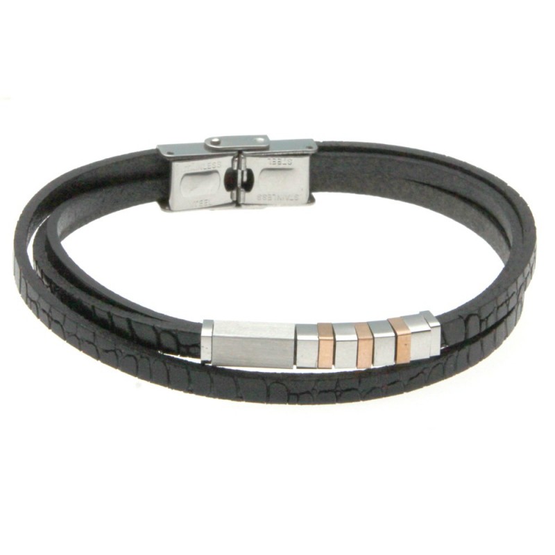 bracciale uomo in acciaio e pelle