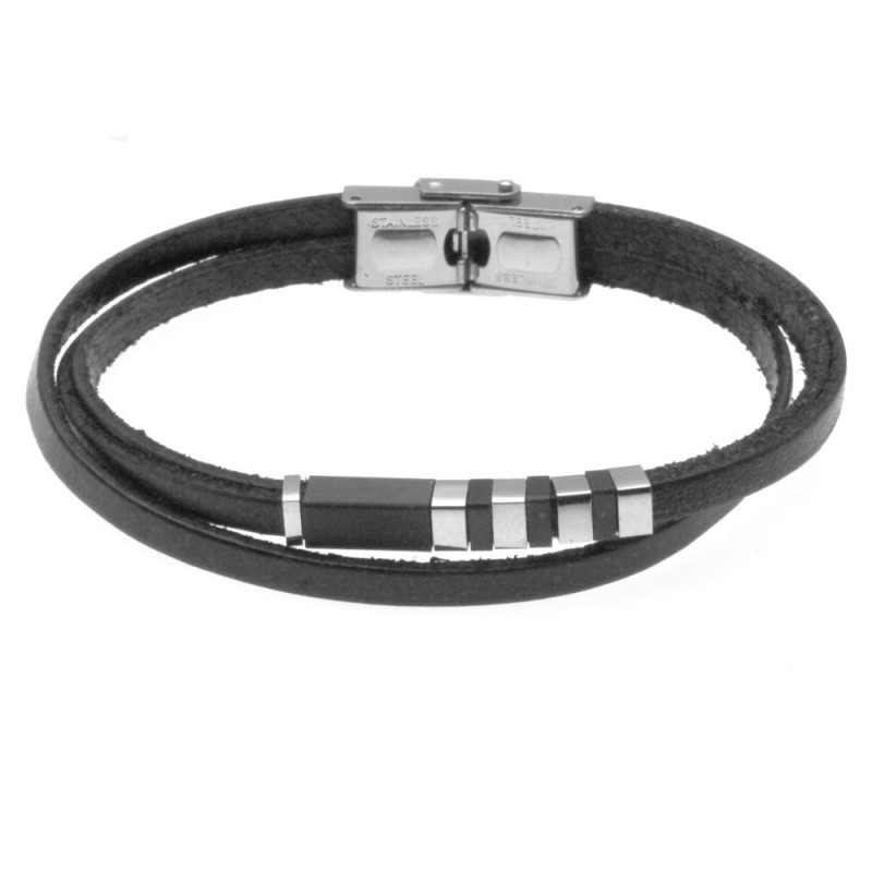 bracciale uomo in acciaio e pelle