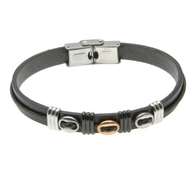 bracciale uomo in acciaio e pelle