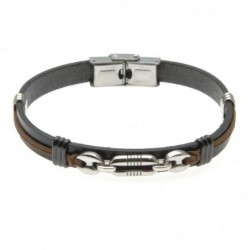 bracciale uomo in acciaio e pelle