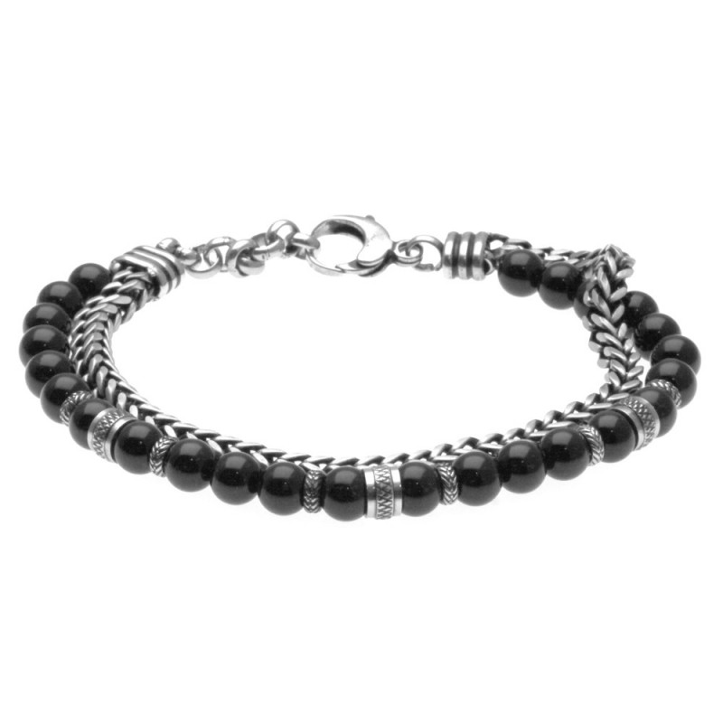 bracciale uomo acciaio e pietre dure