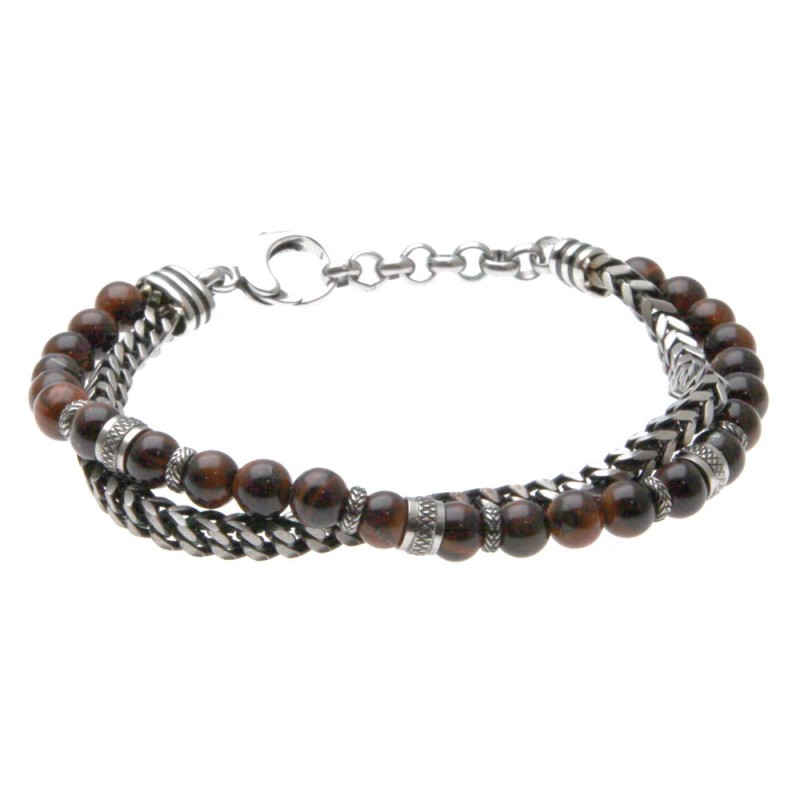 bracciale uomo acciaio e pietre dure