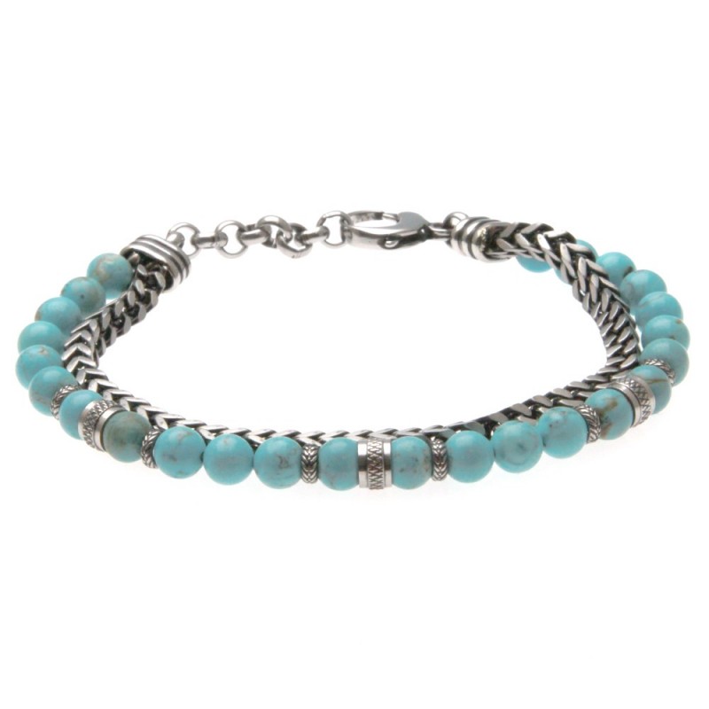 bracciale uomo acciaio e pietre dure