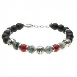 bracciale uomo simboli marinari acciaio e pietre