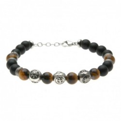 bracciale uomo simboli marinari acciaio e pietre
