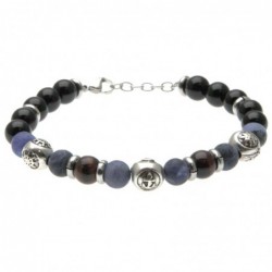 bracciale uomo simboli marinari acciaio e pietre