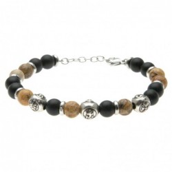 bracciale uomo simboli marinari acciaio e pietre