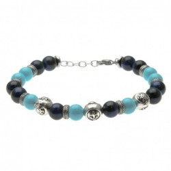 bracciale uomo simboli marinari acciaio e pietre