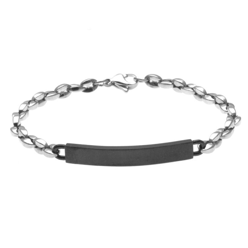 bracciale uomo con piastra per incisioni acciaio
