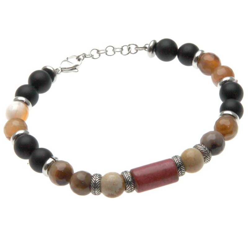 bracciale uomo pietre e acciaio