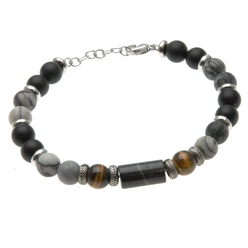 bracciale uomo pietre e acciaio